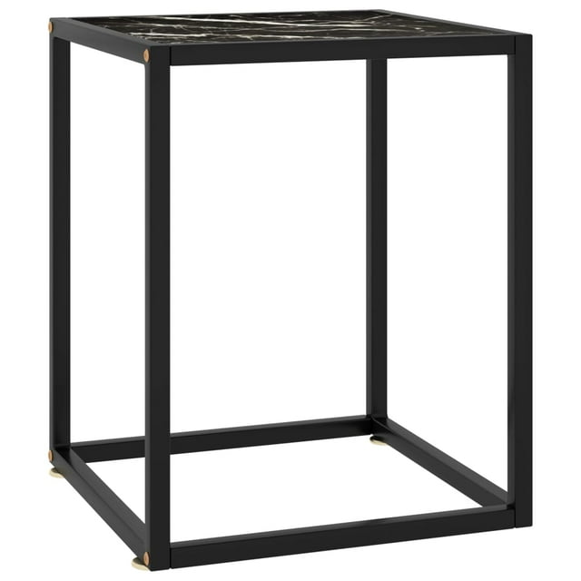 vidaXL Table Basse Noire avec Verre en Marbre Noir 40x40x50 cm