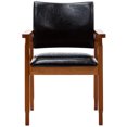 thumbnail image 5 of Black Mid-Century PU Leather Upholstered Arm Chair, Dining chair, Set of 1, 5 of 8