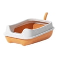 thumbnail image 3 of Caja de arena para gatos, bandeja de arena para gatos con borde, con arena protectora para gatitos Naranja, 3 of 9