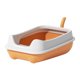 thumbnail image 3 of Caja de arena para gatos, bandeja de arena para gatos con borde, con arena protectora para gatitos Naranja, 3 of 9