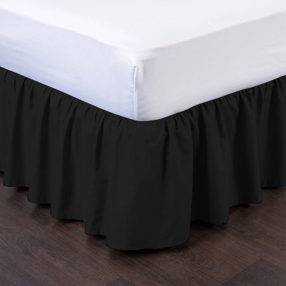 D.N.G. BEDDINGS 1 Piece Dust Ruffle Bed Skirt, 10 Inch Deep Pocket, 800 Thread Cotton 100% Egyptian Cotton, Twin XL Size (39" x 80") Inch, Solid Black