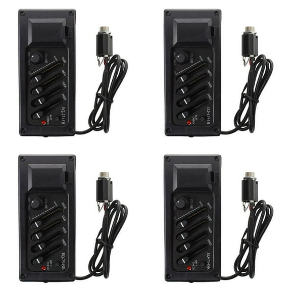 4X Complete Kit EQ Pre-Amp Plus Pickup for Acoustic Guitar 7545R-4 Bands Plus Volume Control,Supplied with A Battery Box