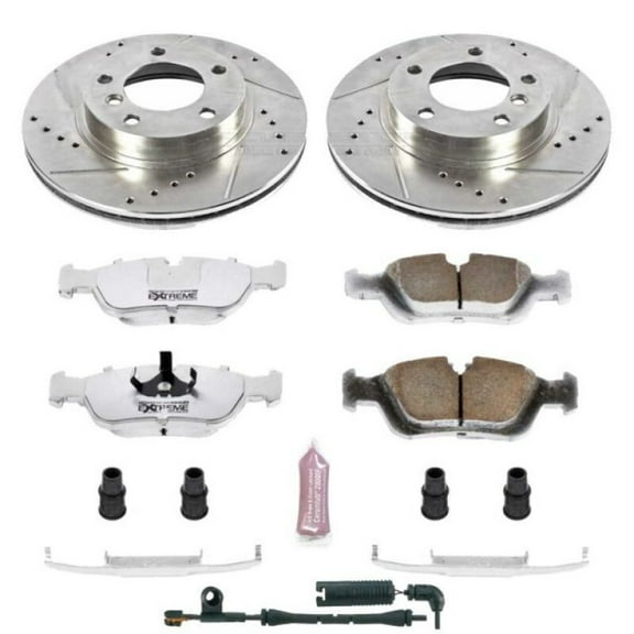 PowerStop Front Z26 Street Warrior Carbon-Fiber Ceramic Brake Pad and Drilled and Slotted Rotor Kit Fits: BMW Select Models K497-26