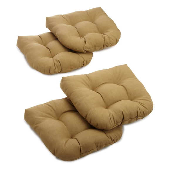 19-inch U-Shaped Spun Polyester Outdoor Tufted Dining Chair Cushions (Set of 4)-Color:Wheat