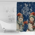 thumbnail image 4 of Small Stall Shower Curtain 36x72 Inch Narrow Half Size Blue Christmas Bath Curtains Bathroom Decor Xmas Snowman Snowflake Vintage Waterproof Fabric Shower Curtain Set with Hooks 36 Inch, 4 of 6