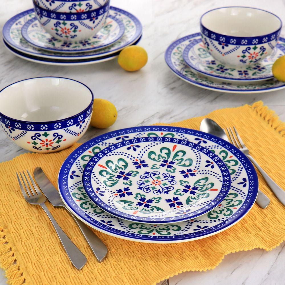 Laurie Gates Tierra Star 12 Piece Hand Painted Stoneware Dinnerware Set