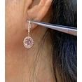 thumbnail image 2 of 14K Rose Gold Plated 4TCW Oval Cut Morganite Lever back Halo Drop Dangle Earrings For Women's, 2 of 2