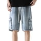 thumbnail image 1 of Pantalones cortos vaqueros holgados para hombre de Cagnkofi, estilo informal, estilo bermudas, holgados y rectos., 1 of 6