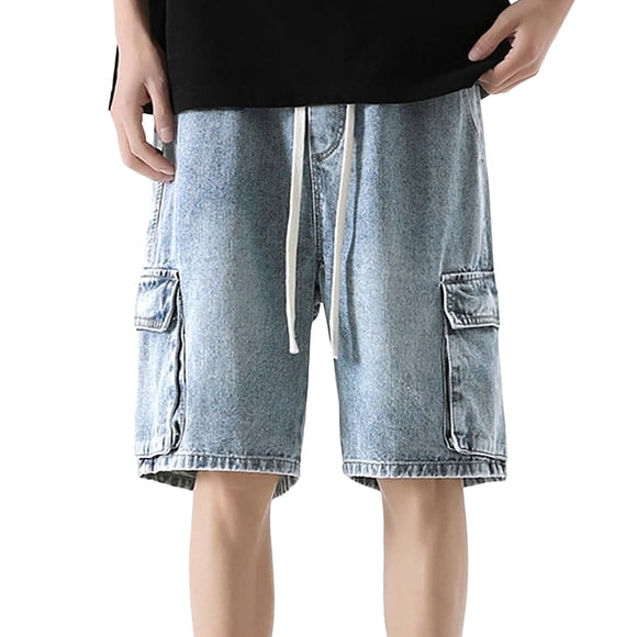 Pantalones cortos vaqueros holgados para hombre de Cagnkofi, estilo informal, estilo bermudas, holgados y rectos.