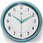 Infinity Instruments Retro Round Aurora Pale Yellow Metal 9.5-inch Analog Wall Clock