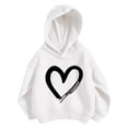 thumbnail image 3 of Toddler Girls Hoodies Heart Print Hoodies Sweatshirts Long Sleeve Casual Hooded Pullover Autumn Outerwear Size 4-5T,White, 3 of 3