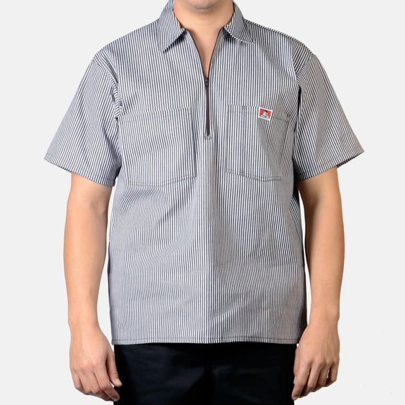 Ben Davis 1/2 Zip Striped Short Sleeve Work Shirt 175-L