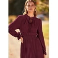 thumbnail image 6 of PRETTYGARDEN Women's Spring Fall Midi Dress Casual Long Sleeve V Neck Swiss Dot Pleated A Line Flowy Dresses, 6 of 6