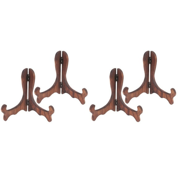 Masteelf 4 pcs  Wooden Display Stand Display Plate Stand Easel Plate Holder Stands for Table Display