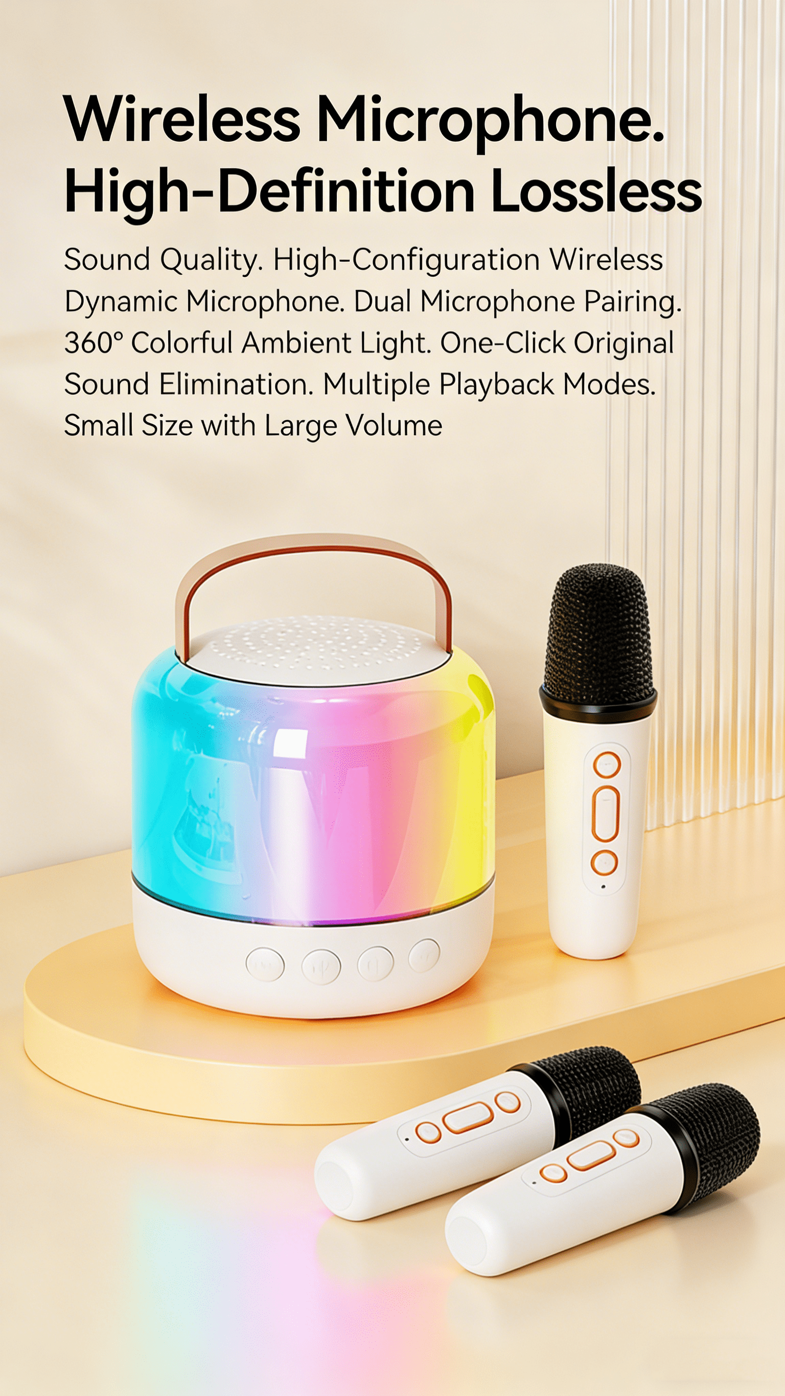 BBFace New Karaoke Bluetooth Speaker, Dual Wireless Mics, Hi-Res Audio, Portable for Home KTV & Outdoor Parties