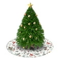 thumbnail image 3 of Christmas Tree Skirt,White Christmas Bird and Pine Pattern Christmas Tree Decor with Red Ribbon Ties,Round Shape,Christmas Decorations for Home 36"x36", 3 of 7