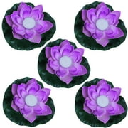 Just Artifacts 5pc Foam Lotus Floating Water Flower Candle (Color: Purple)