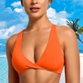 thumbnail image 2 of Duoif Bikini Top Womens Butterluxe Front Sports Bra Deep V Neck Crop Top Strappy Back Bra with Nipple Bra Swimsuit Tops for Women Orange L, 2 of 5