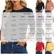 thumbnail image 3 of Neewe Sweaters for Women Plain 3/4 Sleeve Tops Round Neck Loose Casual Tunic Casual Pullover Daily, 3 of 7