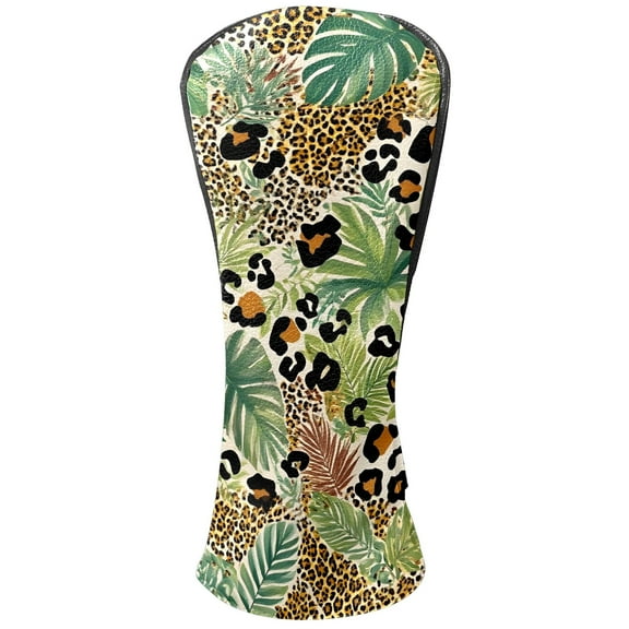 Golf Club Covers, While Palm Tree Premium PU Leather Driver Hybrid Putter Head Covers with Velvet Lining, Waterproof Golf Gifts for Men Women
