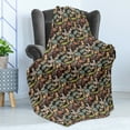 thumbnail image 4 of Animal Soft Flannel Fleece Throw Blanket, Cartoon Style Fauna of Savannah Giraffe Antelope Zebra Crocodile and Lion, Cozy Plush for Indoor and Outdoor Use, 60" x 80", Multicolor, by Ambesonne, 4 of 5