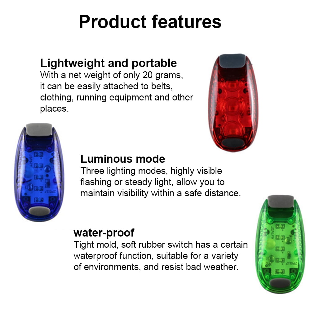 5 LED Safety Light w/ Strap Clip On Strobe/Running Lights for Bike