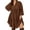 Brown, variant on Women's Plus Size Tie Neck Balloon Sleeve Tiered Dress in polyester fabric percent for elegant everyday wear and chic
