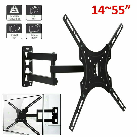 Full Motion 14"-55" LCD LED TV Wall Mount Retractable TV Rack Wall Mount Lcd Bracket 4 Swing Arms MAX VESA 400x400mm