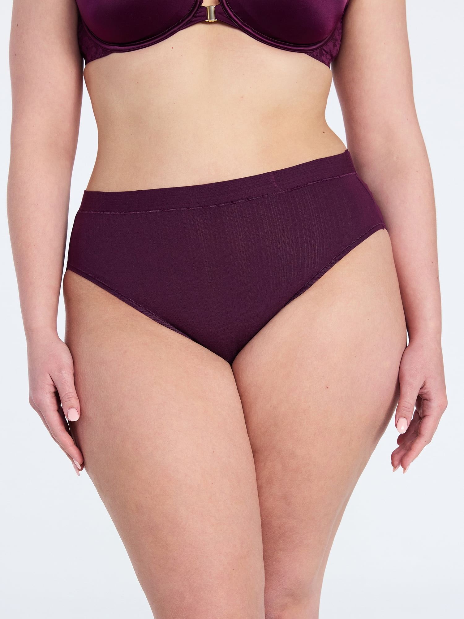 Joyspun Women's Ribbed Modal High Cut Brief Panties, 3-Pack, Sizes XS-3XL