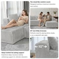 thumbnail image 2 of 130" Boneless Sectional Couch, Gray U-Shaped Corduroy Couch with Chaise Lounge, 4-Seat Living Room Sofa with Pillow Back and Square Arms, 2 of 9