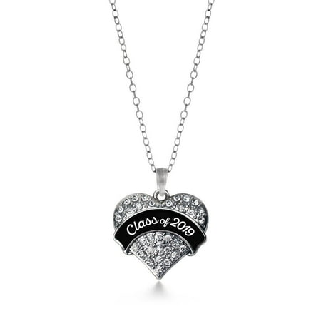 - Black and White Class of 2019 Pave Heart Necklace