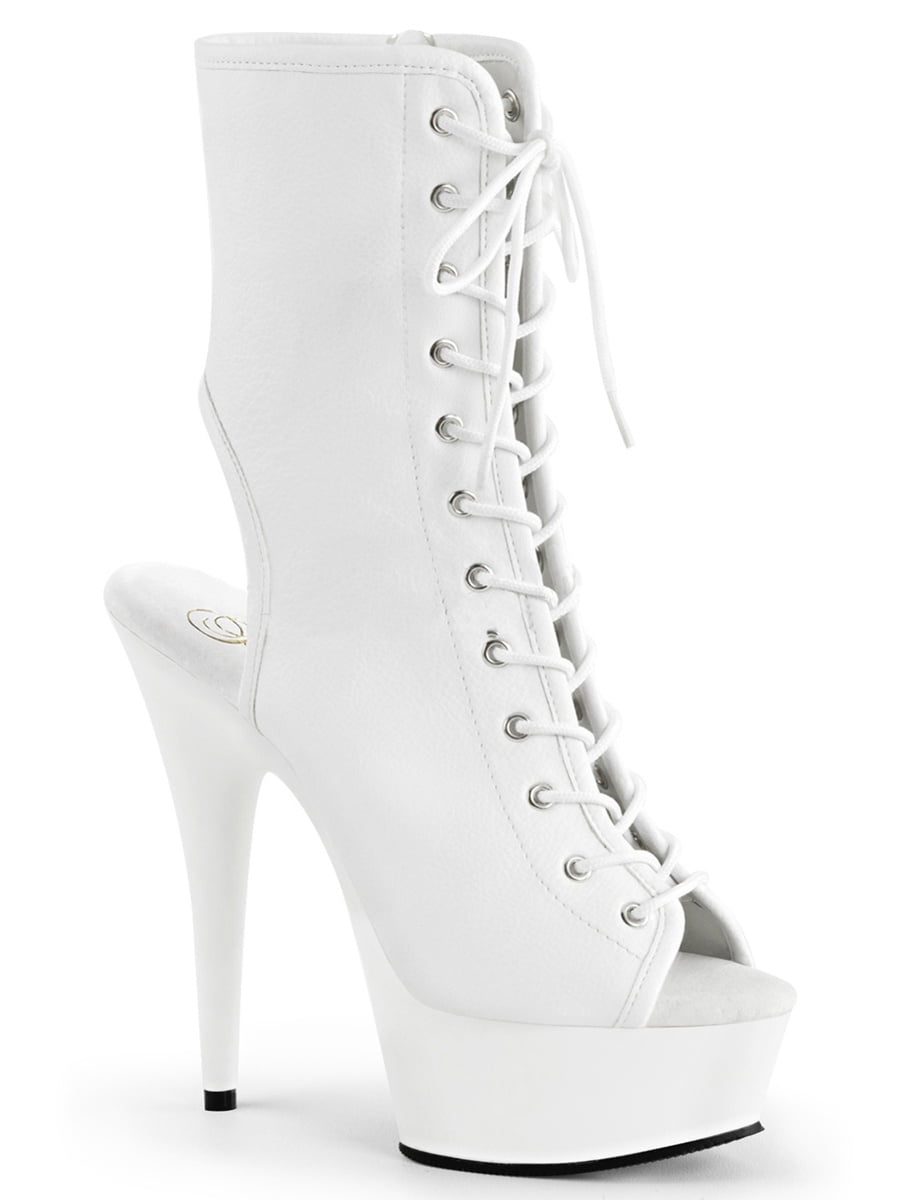 white patent lace up boots