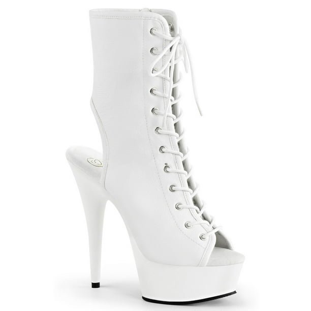white thin heel booties