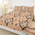 thumbnail image 3 of Homewish Hippie Bisque Aztec Queen Sheet Sets, Western Old Fashion Flat Sheet, Teens Adult Women Men Queen Fitted Sheet, Lightweight Room Decor, 4-Piece, 3 of 7