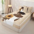 thumbnail image 2 of Castle Fairy Elegant Female Figure Zipper Twin Comforter Sets with Fitted Sheet and 2 Pillowcases,Retro Floral Sunflower Zipper Bedding Set,Beige,Grey Reversible,4-Piece, 2 of 6