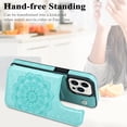 thumbnail image 4 of for iPhone 14 Pro Case with Card Holder, Flower Magnetic Back Flip Case for iPhone 14 Pro Wallet Case for Women, Protective Case Phone Case for iPhone 14 Pro,Mint, 4 of 14