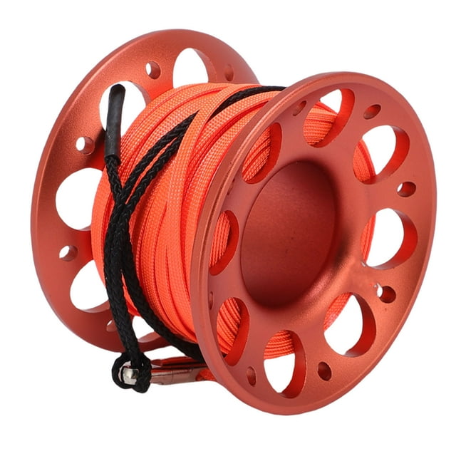 Fishing Line Reel, 15m Cable Diving Reel Aviation Aluminum Diving Line with Double Ended Hook for Outdoor Boating Marine Operations