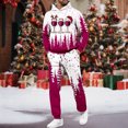 thumbnail image 3 of yuCgh Men's Christmas Holiday Hooded Sweatshirt and Jogging Pants Set, Two-Piece Festive Athletic Wear for Men in Seasonal Celebrations,Hot Pink XL, 3 of 5