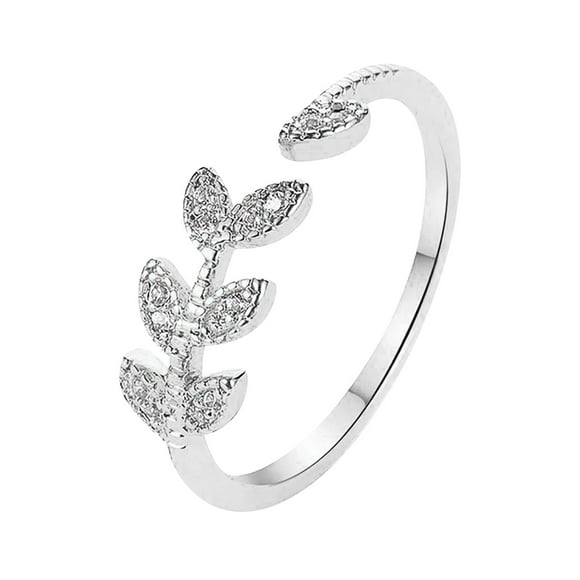 Fiudx Anillo de Moda, Diseño de Hoja de Diamante Móvil, Joyería de Aleación Única, Estilo Llamativo, Accesorio Elegante para Cualquier Ocasión, Regalo Perfecto para Mujeres, Empaque Opp Incluido.