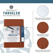 Pentalic 4x6 Brown Traveler Pocket Artist Drawing Journal, 160 Pages, 74 lb Paper