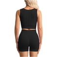 thumbnail image 3 of AUNVITO Women's Solid Color Yoga Sports Bra and Shorts Set Sleeveless Racerback Seamless Support for Athletic Fitness Outdoor Running, 3 of 4