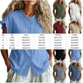 thumbnail image 5 of Neewe Women Loose Casual Short Sleeve Button Up Shirt Solid Color Blouse Round Neck Basic Collared Daily Top, 5 of 5