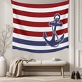 thumbnail image 5 of Anchor Red Large Tapestry for Bedroom Wall Hanging Tapestry, Modern Navy Blue White Striped Nautical Ceiling Backdrop Tapestries Poster Blanket Wall Decor for Teens Room Living Room Dorm 85" x 90", 5 of 8