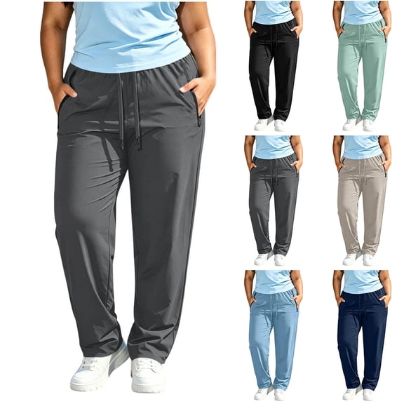 Oksale Plus Size Hiking Pants for Women with Zipper Pockets and Drawstring Stretch Waisted Climbing Pants for Active Outdoor Green 4XL