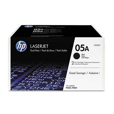 HP 05A (CE505D) Black Original Laser Jet Toner Cartridges, 2pack