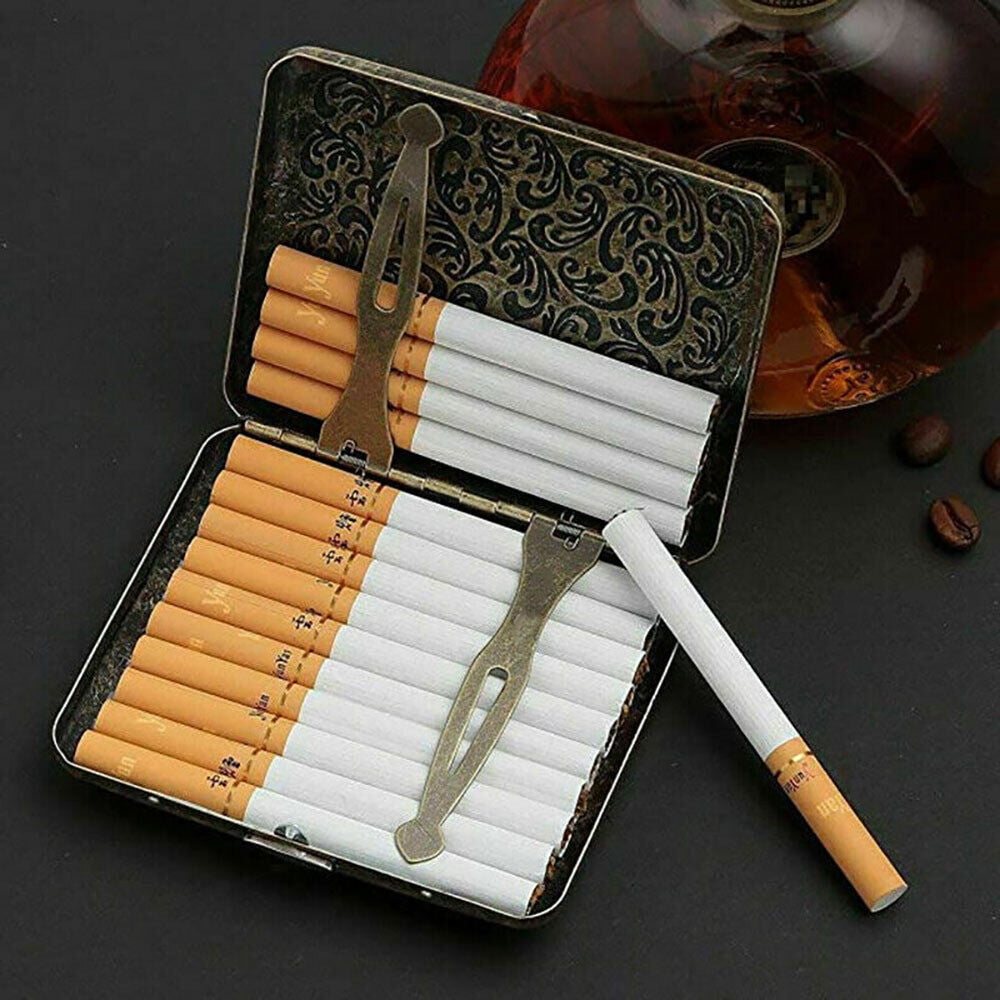 cigarette smoking holder Vintage Metal Cigarette Case Box Gold Men Tobacco Holder for 20s 85mm King  Size