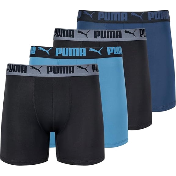 PUMA MEN'S 4 PACK - BBOX 263 LIGHT BLUE LARGE - BOXER BRIEF UNDERWEAR PERFO