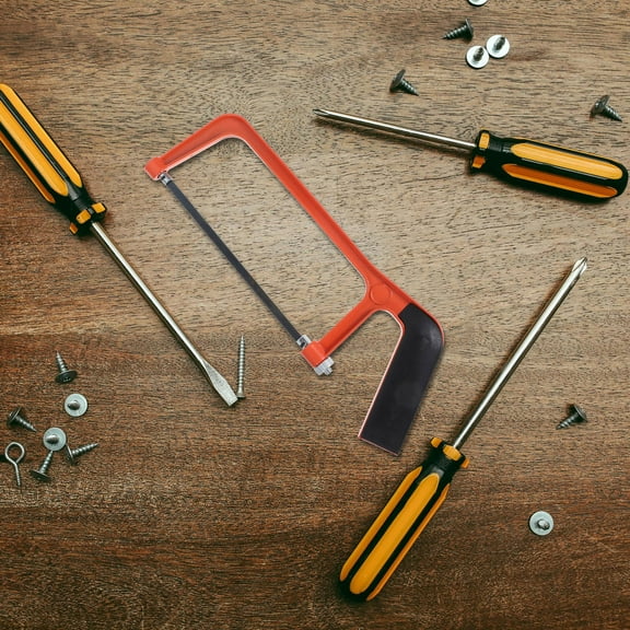 QIFULL Compact Orange Hand Saw for Woodworking with Aluminum Alloy Frame Lightweight Portable Outdoor Tool