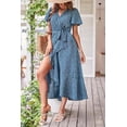 thumbnail image 3 of PRETTYGARDEN Women's Summer Floral Boho Maxi Dress Short Sleeve Wrap V Neck Ruffle Long Flowy Beach Wedding Guest Dresses, 3 of 7