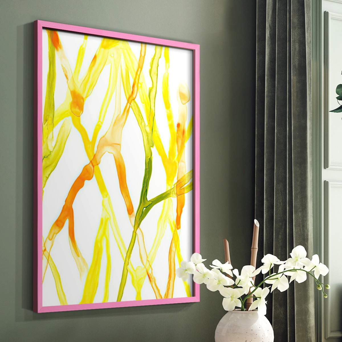 Runnel IV Framed Print in Pink Solid Wood Framed Print No Nail Hanging